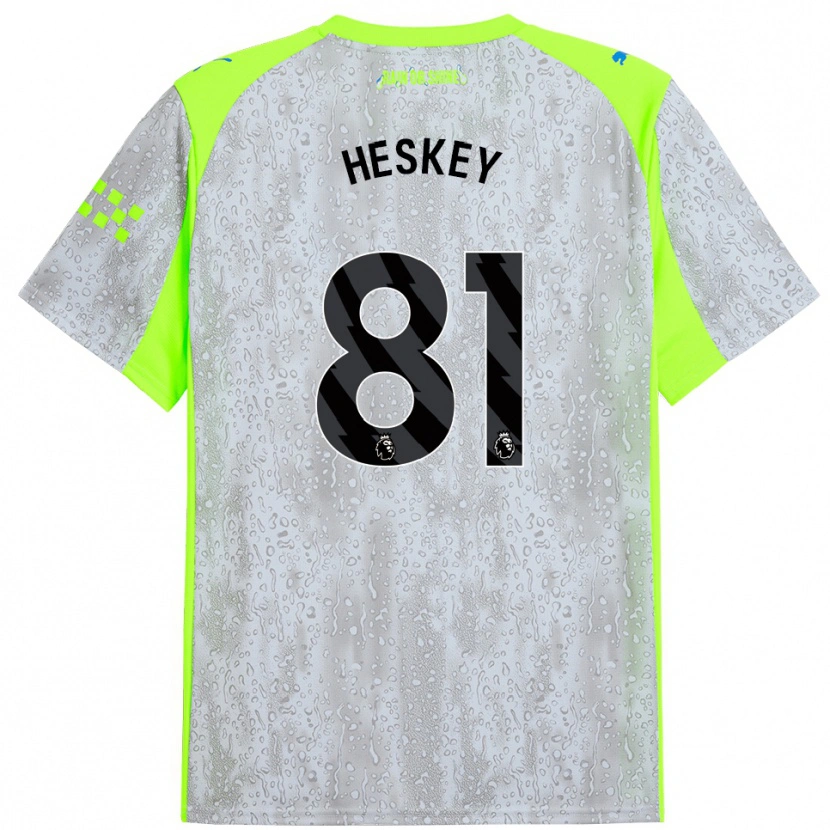 Danxen Niño Camiseta Jaden Heskey #81 Gris Amarillo Equipación Tercera 2025/26 La Camisa México