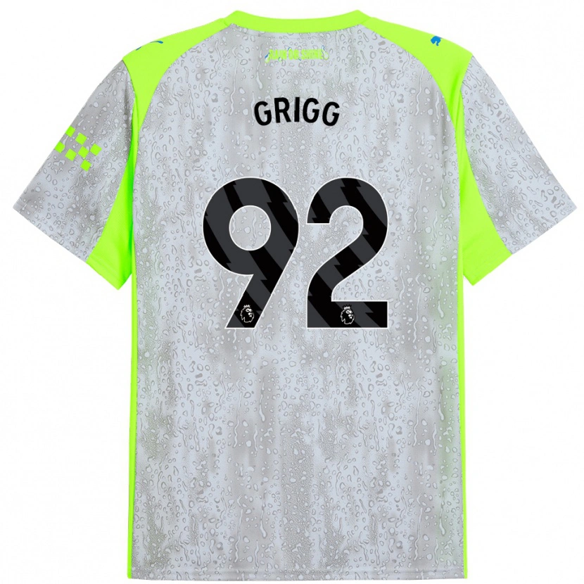 Danxen Niño Camiseta Finley Grigg #92 Gris Amarillo Equipación Tercera 2025/26 La Camisa México
