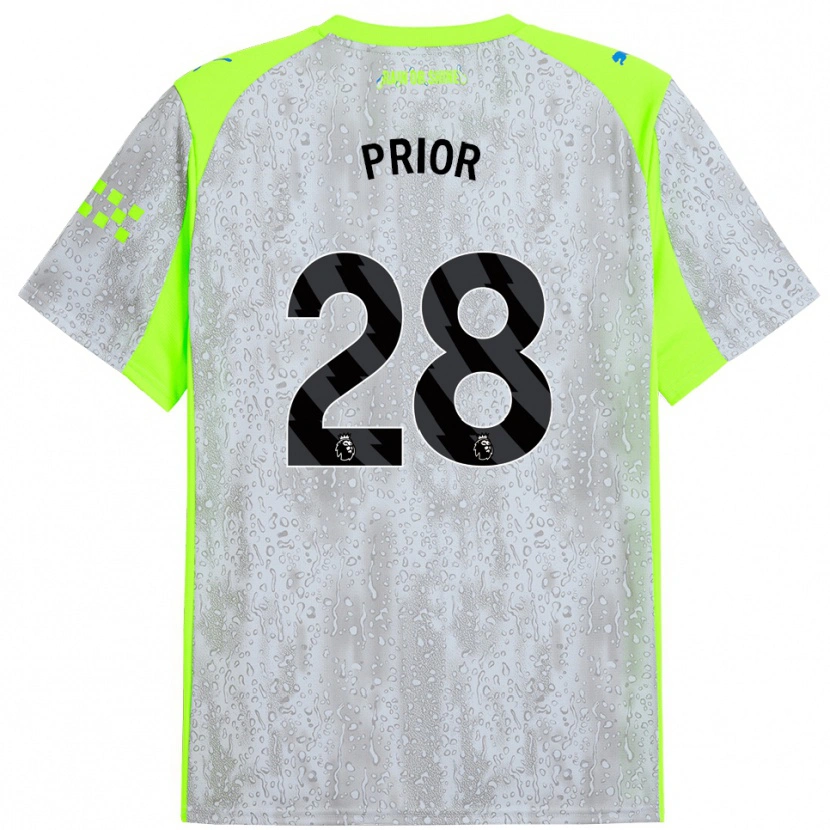 Danxen Niño Camiseta Gracie Prior #28 Gris Amarillo Equipación Tercera 2025/26 La Camisa México