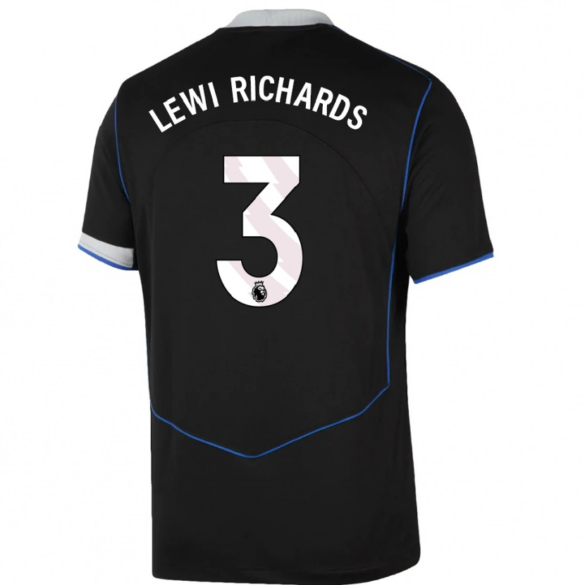 Danxen Niño Camiseta Lewi Richards #3 Negro Azul Plata Equipación Tercera 2025/26 La Camisa México