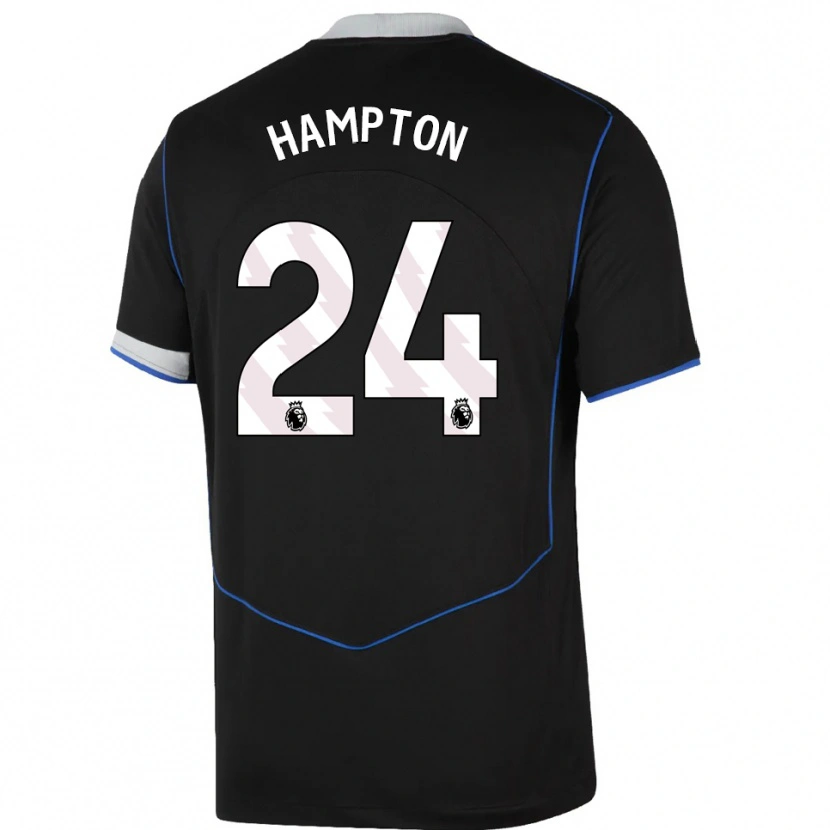 Danxen Niño Camiseta Hannah Hampton #24 Negro Azul Plata Equipación Tercera 2025/26 La Camisa México