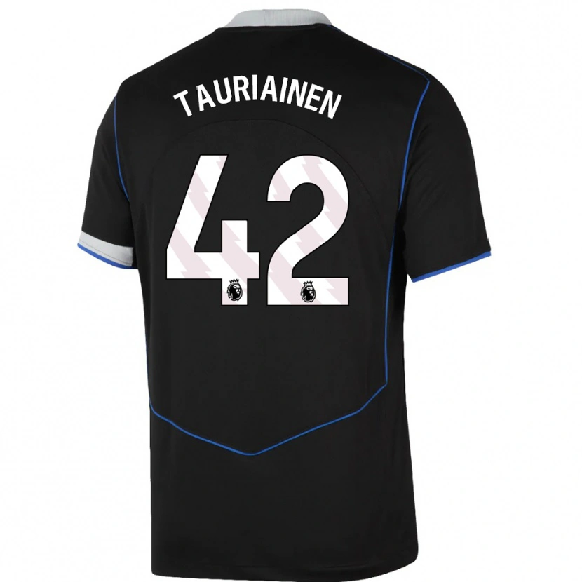 Danxen Niño Camiseta Jimi Tauriainen #42 Negro Azul Plata Equipación Tercera 2025/26 La Camisa México