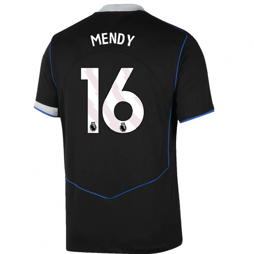 Danxen Niño Camiseta Edouard Mendy #16 Negro Azul Plata Equipación Tercera 2025/26 La Camisa México