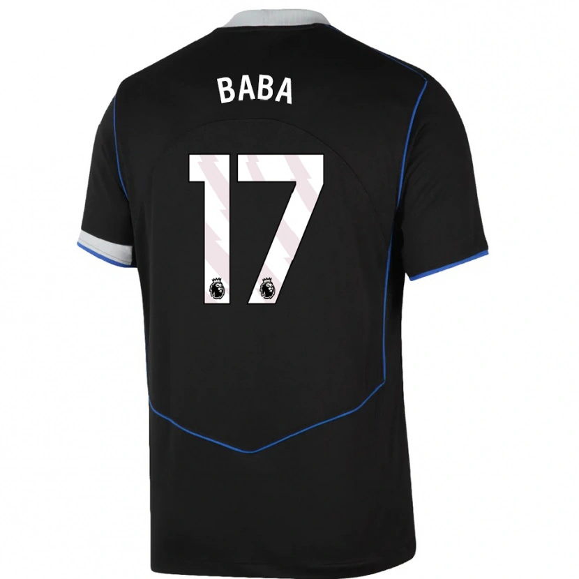 Danxen Niño Camiseta Abdul-Rahman Baba #17 Negro Azul Plata Equipación Tercera 2025/26 La Camisa México