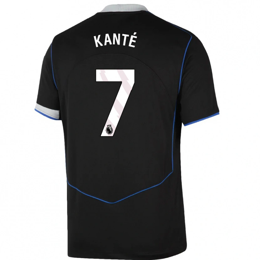 Danxen Niño Camiseta N'golo Kante #7 Negro Azul Plata Equipación Tercera 2025/26 La Camisa México