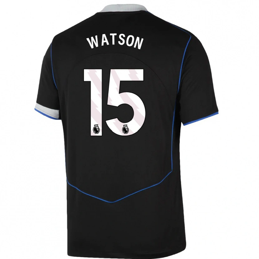 Danxen Niño Camiseta Reggie Watson #15 Negro Azul Plata Equipación Tercera 2025/26 La Camisa México