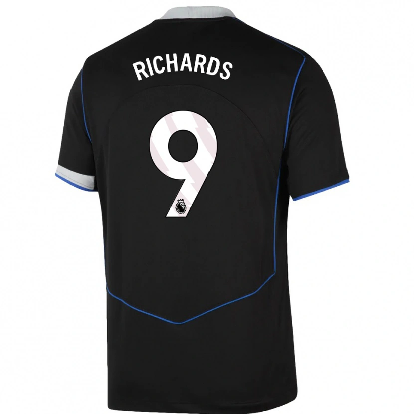 Danxen Niño Camiseta Dujuan Richards #9 Negro Azul Plata Equipación Tercera 2025/26 La Camisa México