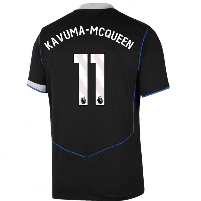 Danxen Niño Camiseta Ryan Kavuma-Mcqueen #11 Negro Azul Plata Equipación Tercera 2025/26 La Camisa México