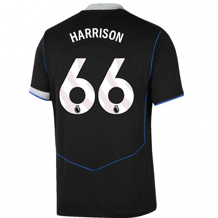 Danxen Niño Camiseta Ollie Harrison #66 Negro Azul Plata Equipación Tercera 2025/26 La Camisa México