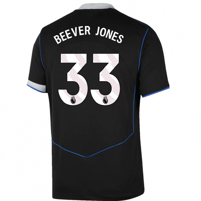 Danxen Niño Camiseta Aggie Beever-Jones #33 Negro Azul Plata Equipación Tercera 2025/26 La Camisa México