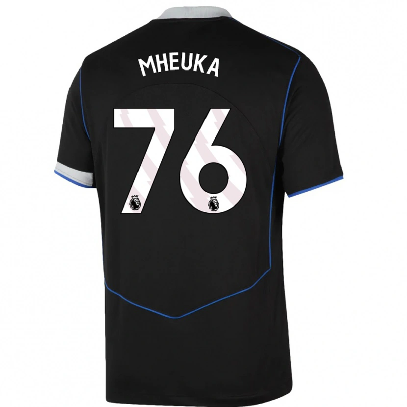 Danxen Niño Camiseta Shumaira Mheuka #76 Negro Azul Plata Equipación Tercera 2025/26 La Camisa México