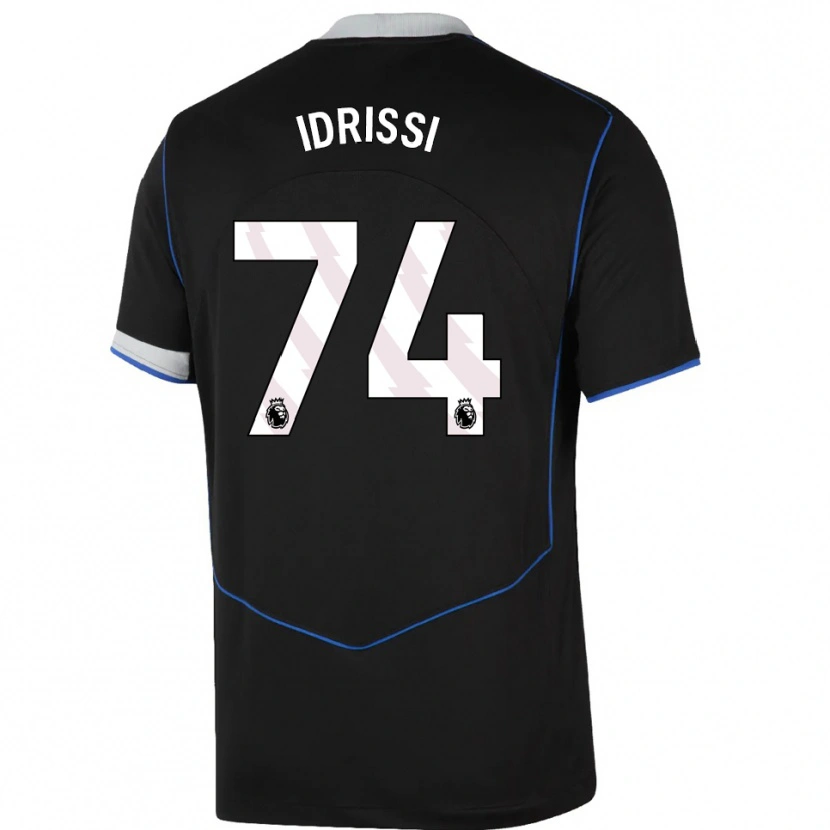 Danxen Niño Camiseta Yahya Idrissi #74 Negro Azul Plata Equipación Tercera 2025/26 La Camisa México