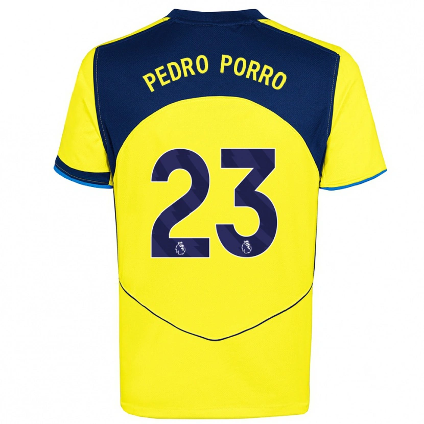 Danxen Niño Camiseta Pedro Porro #23 Amarillo Marino Equipación Tercera 2025/26 La Camisa México