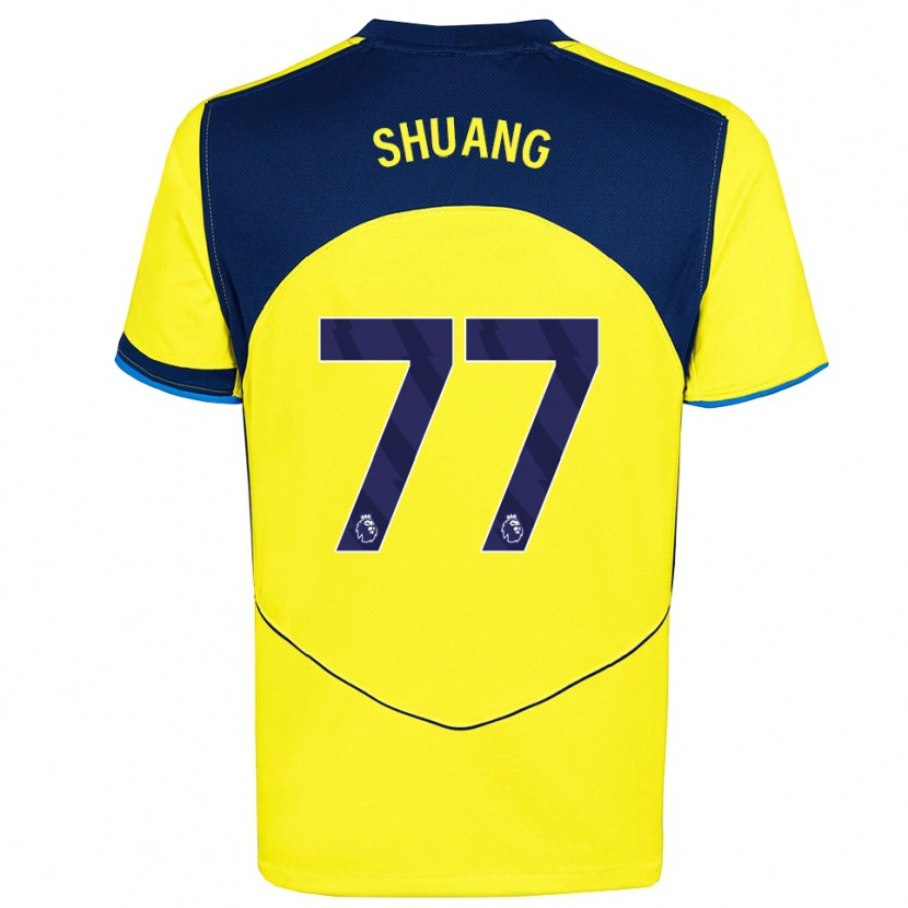 Danxen Niño Camiseta Wang Shuang #77 Amarillo Marino Equipación Tercera 2025/26 La Camisa México
