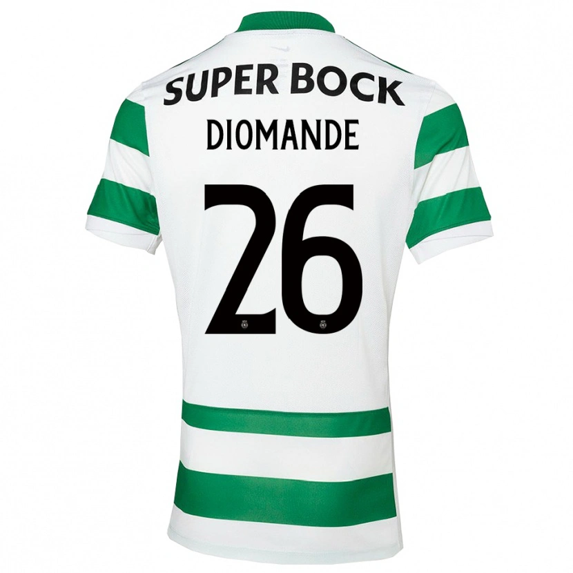 Danxen Hombre Camiseta Ousmane Diomande #26 Verde Blanco 1ª Equipación 2025/26 La Camisa México