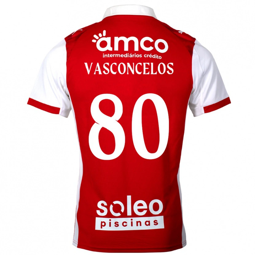 Danxen Hombre Camiseta Vasconcelos #80 Rojo Blanco 1ª Equipación 2025/26 La Camisa México