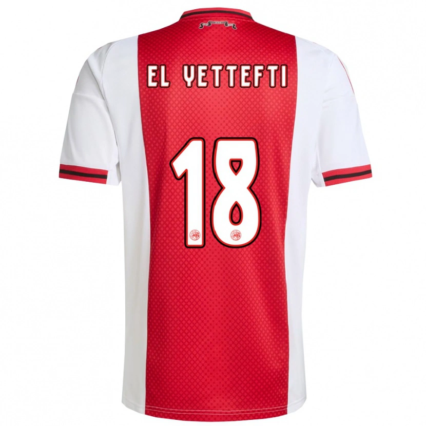 Danxen Hombre Camiseta Adil Amghar El Yettefti #18 Rojo Blanco 1ª Equipación 2025/26 La Camisa México