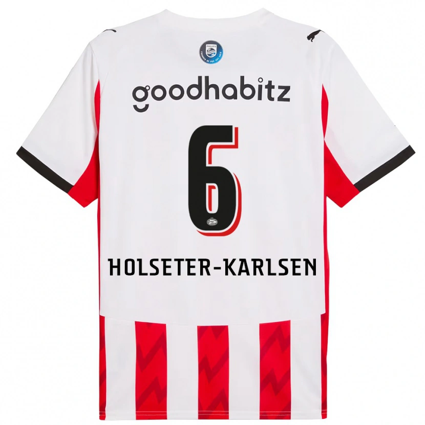 Danxen Hombre Camiseta Philip Holseter-Karlsen #6 Rojo Blanco 1ª Equipación 2025/26 La Camisa México