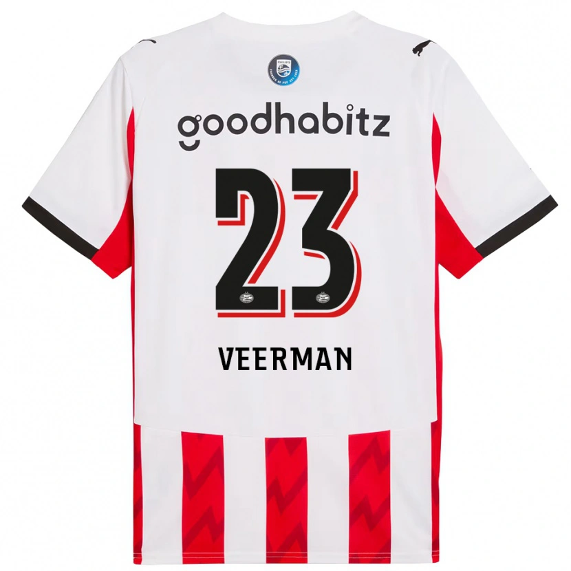Danxen Hombre Camiseta Joey Veerman #23 Rojo Blanco 1ª Equipación 2025/26 La Camisa México