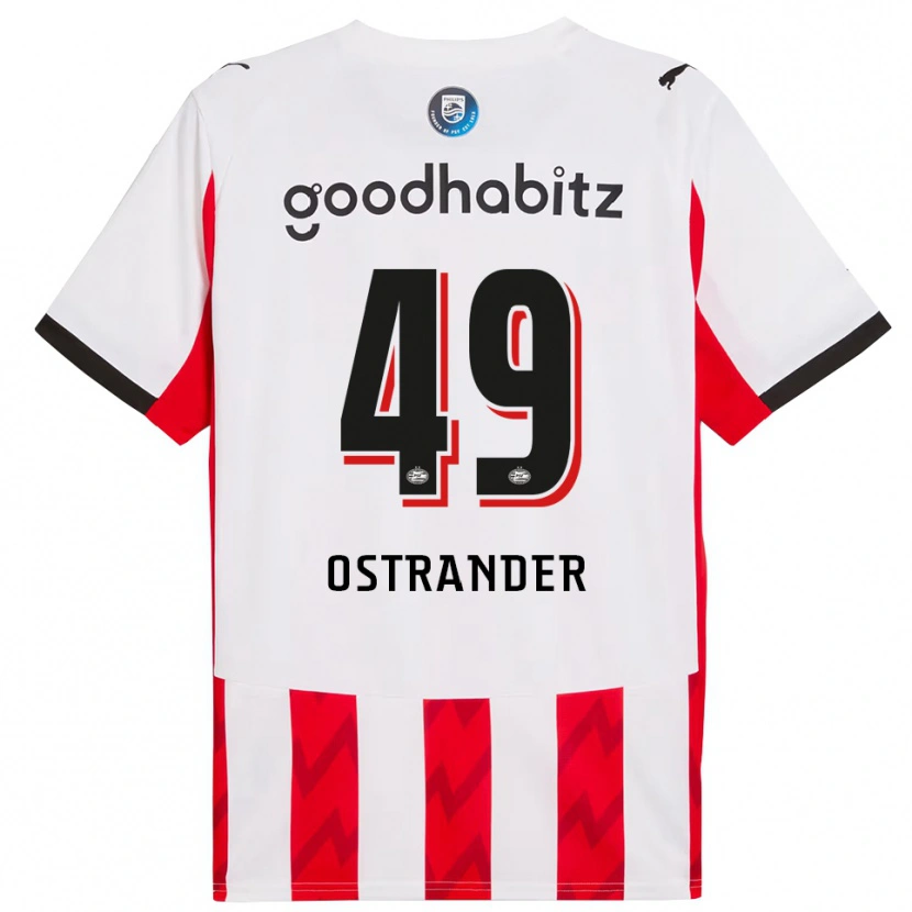 Danxen Hombre Camiseta William Ostrander #49 Rojo Blanco 1ª Equipación 2025/26 La Camisa México