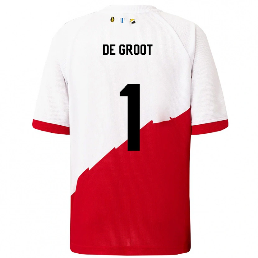 Danxen Hombre Camiseta Jasmijn De Groot #1 Blanco Rojo 1ª Equipación 2025/26 La Camisa México