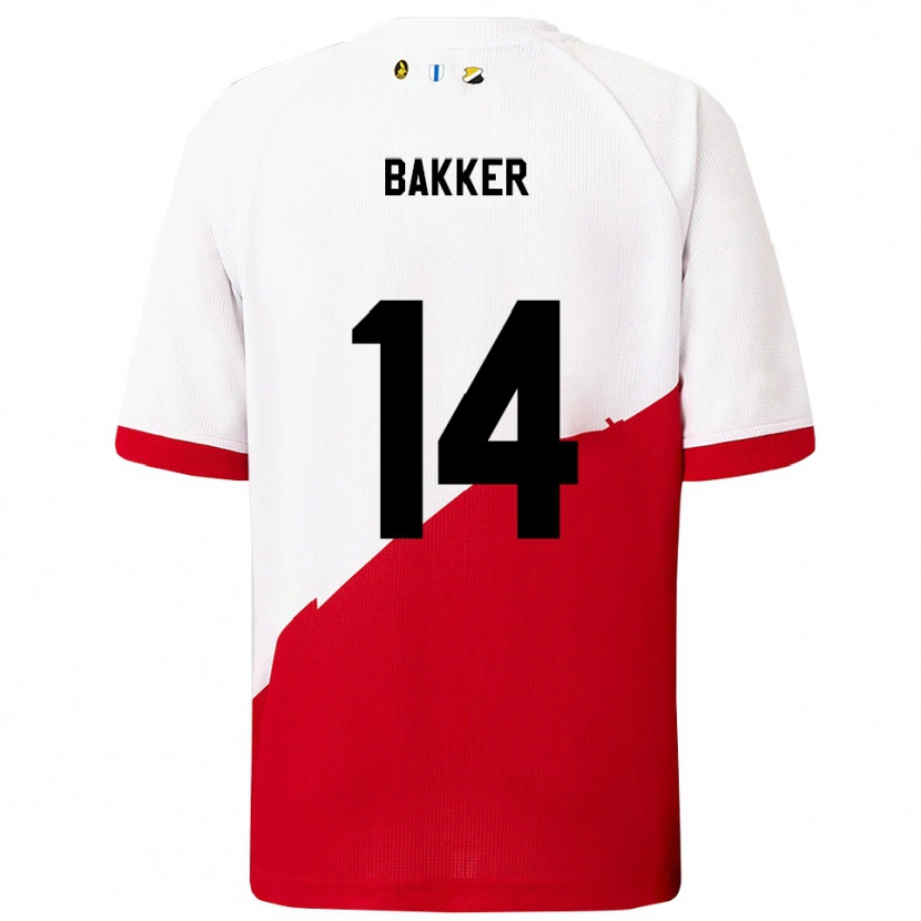 Danxen Hombre Camiseta Eshly Bakker #14 Blanco Rojo 1ª Equipación 2025/26 La Camisa México
