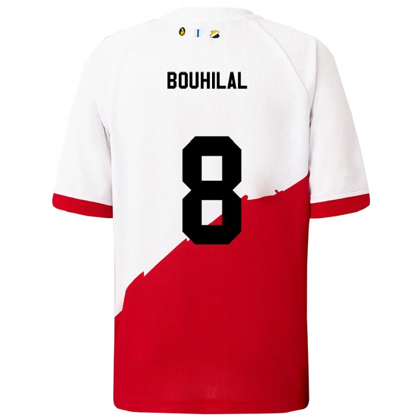 Danxen Hombre Camiseta Mohammed Bouhilal #8 Blanco Rojo 1ª Equipación 2025/26 La Camisa México