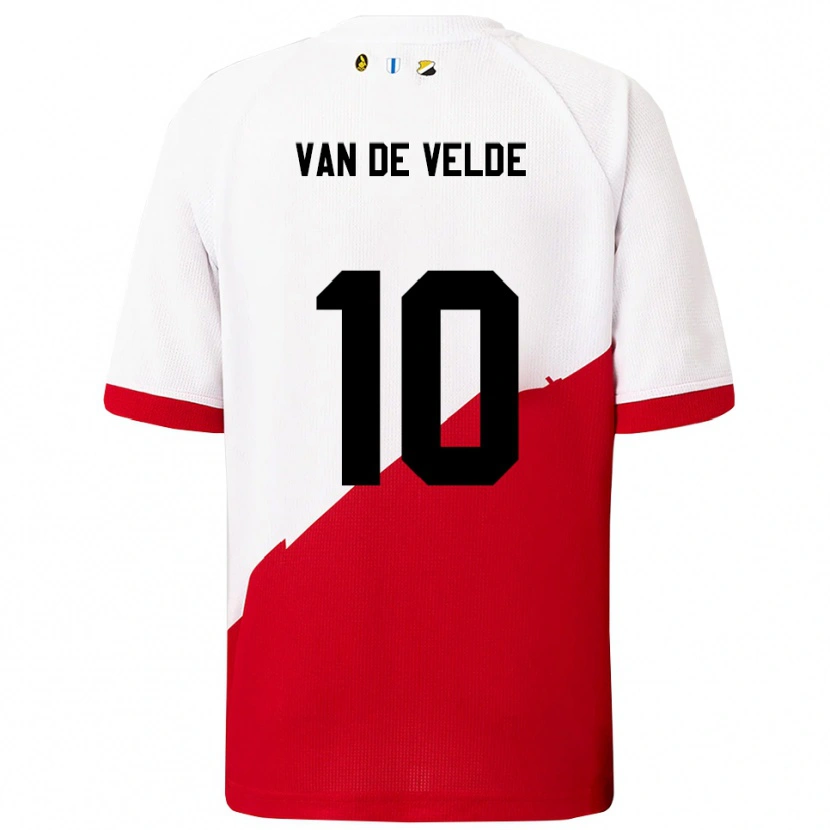 Danxen Hombre Camiseta Senne Van De Velde #10 Blanco Rojo 1ª Equipación 2025/26 La Camisa México