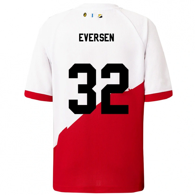 Danxen Hombre Camiseta Justin Eversen #32 Blanco Rojo 1ª Equipación 2025/26 La Camisa México