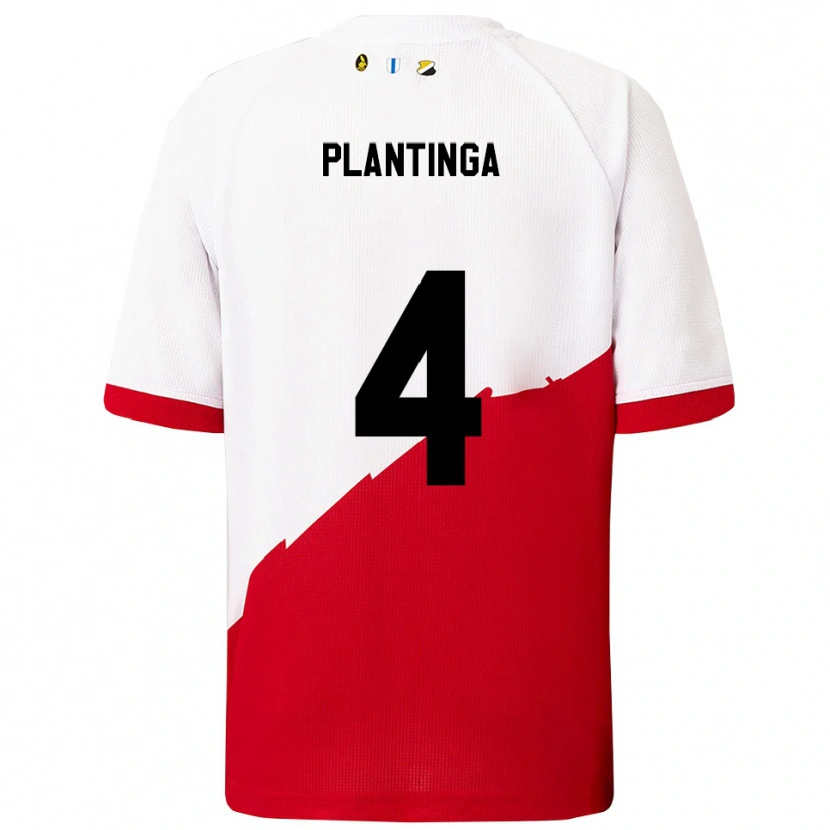 Danxen Hombre Camiseta Viggo Plantinga #4 Blanco Rojo 1ª Equipación 2025/26 La Camisa México