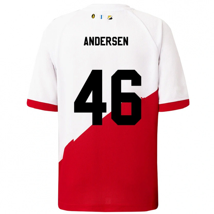 Danxen Hombre Camiseta Silas Andersen #46 Blanco Rojo 1ª Equipación 2025/26 La Camisa México