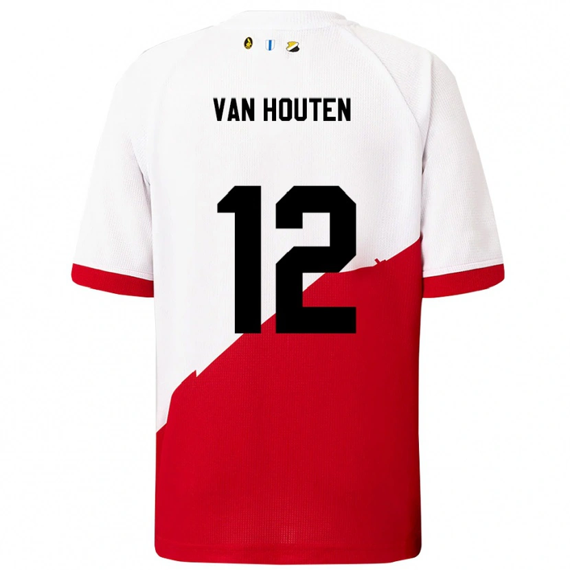 Danxen Hombre Camiseta Dylan Van Houten #12 Blanco Rojo 1ª Equipación 2025/26 La Camisa México