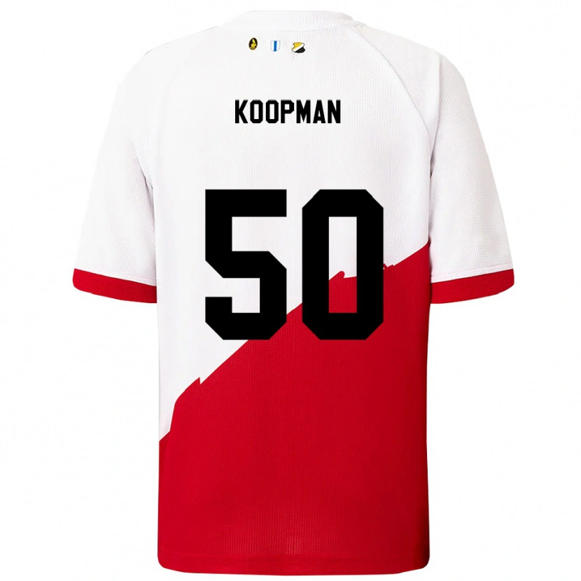 Danxen Hombre Camiseta Kyra Koopman #50 Blanco Rojo 1ª Equipación 2025/26 La Camisa México