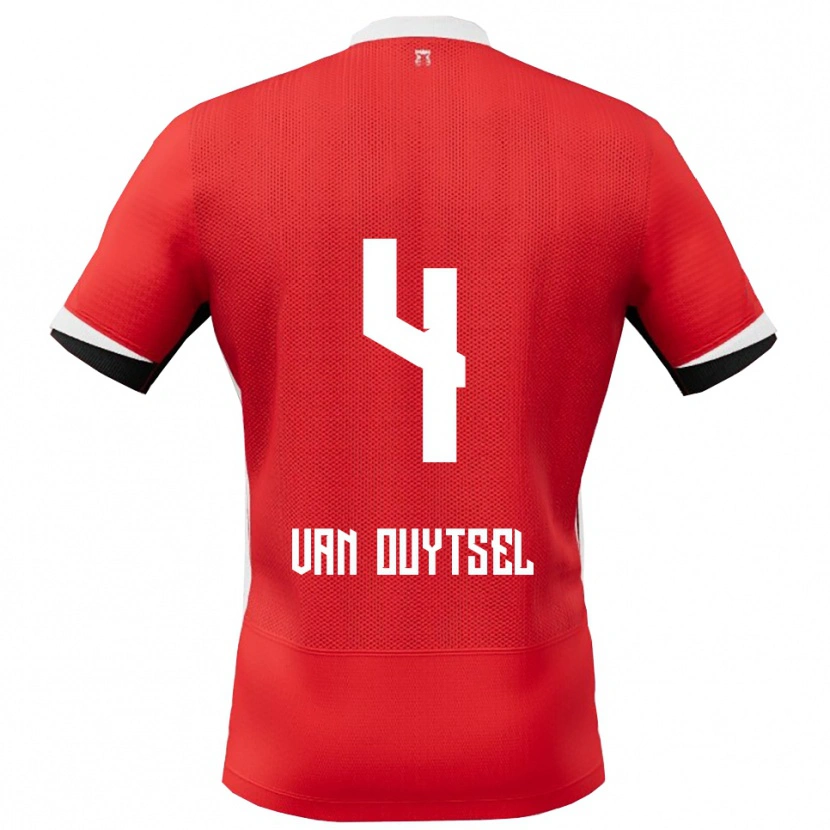 Danxen Hombre Camiseta Kevin Van Ouytsel #4 Rojo Blanco 1ª Equipación 2025/26 La Camisa México