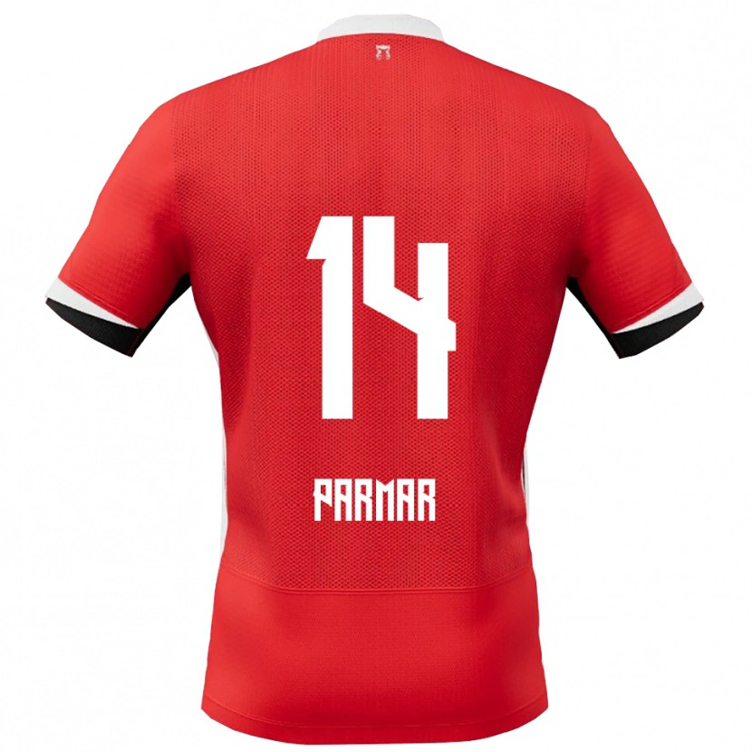 Danxen Hombre Camiseta Aryan Parmar #14 Rojo Blanco 1ª Equipación 2025/26 La Camisa México