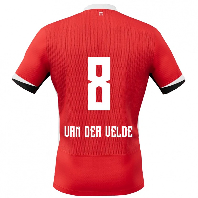 Danxen Hombre Camiseta Yordi Van Der Velde #8 Rojo Blanco 1ª Equipación 2025/26 La Camisa México