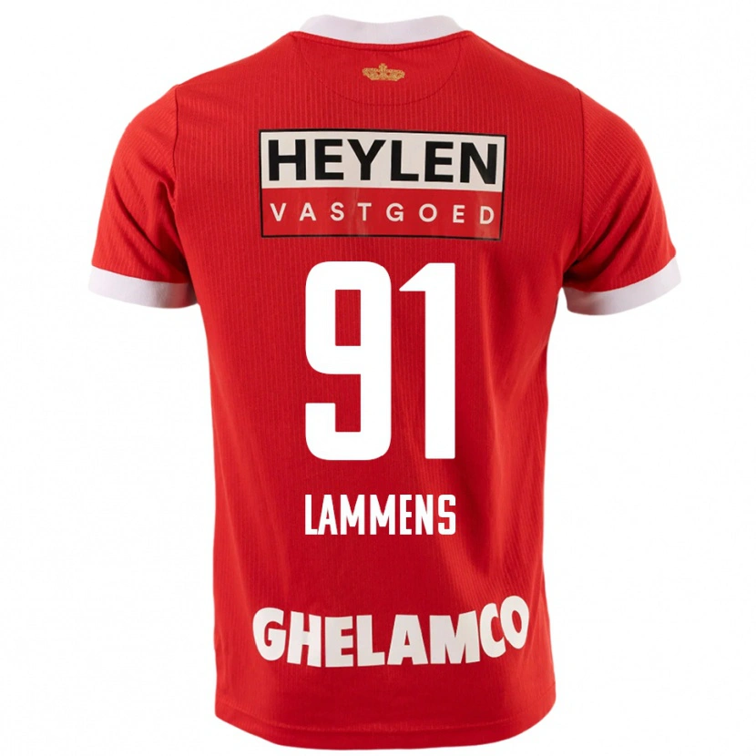 Danxen Hombre Camiseta Senne Lammens #91 Rojo Blanco 1ª Equipación 2025/26 La Camisa México