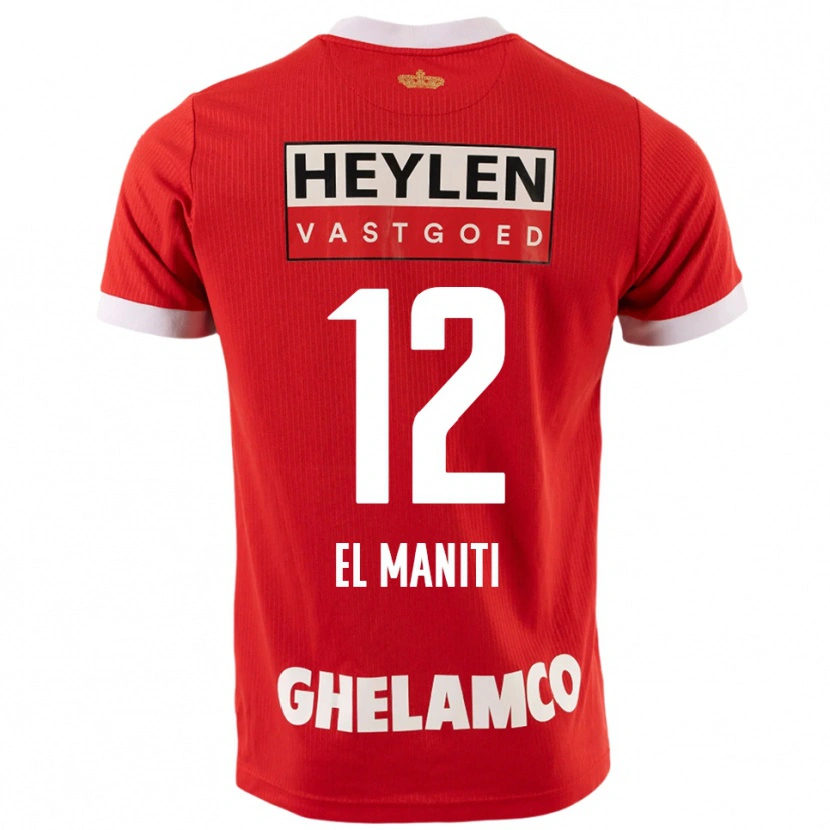 Danxen Hombre Camiseta Naoufal El Maniti #12 Rojo Blanco 1ª Equipación 2025/26 La Camisa México