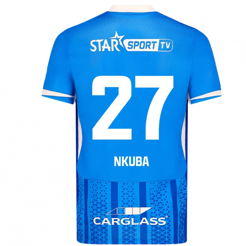Danxen Hombre Camiseta Ken Nkuba #27 Azul Blanco 1ª Equipación 2025/26 La Camisa México