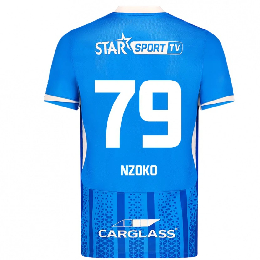 Danxen Hombre Camiseta Djoully Nzoko #79 Azul Blanco 1ª Equipación 2025/26 La Camisa México