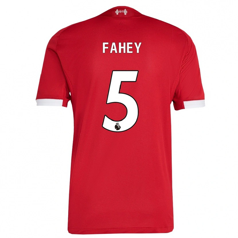 Danxen Hombre Camiseta Niamh Fahey #5 Rojo Blanco 1ª Equipación 2025/26 La Camisa México