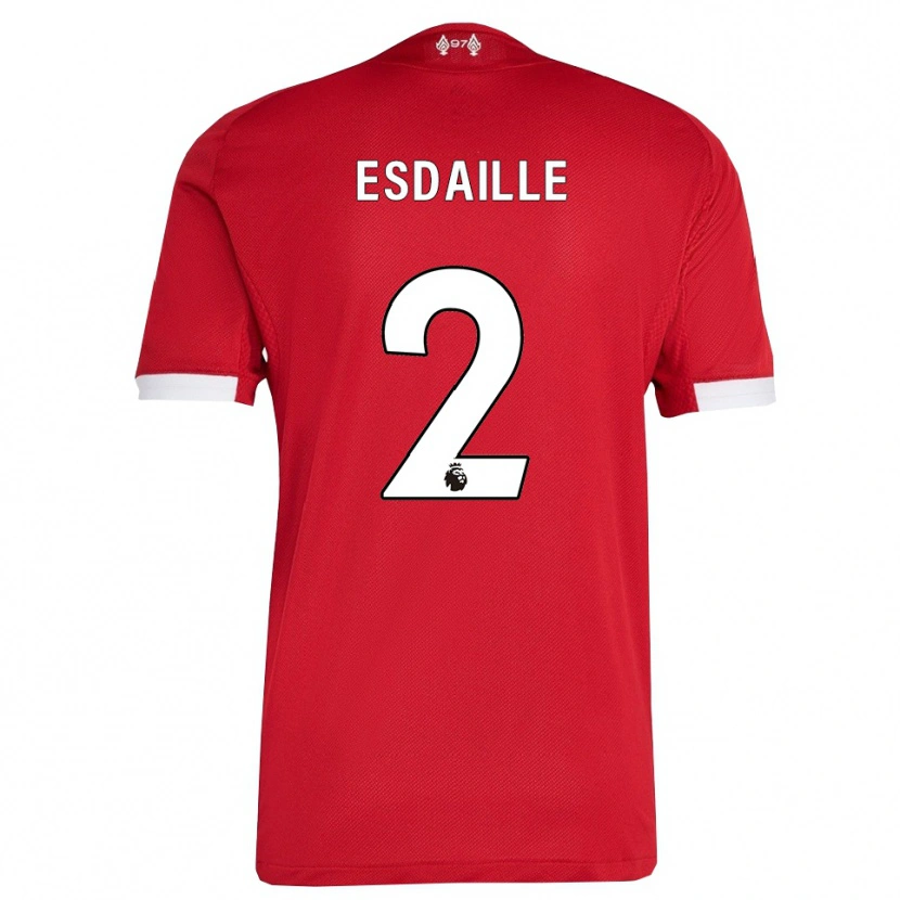 Danxen Hombre Camiseta Dj Esdaille #2 Rojo Blanco 1ª Equipación 2025/26 La Camisa México