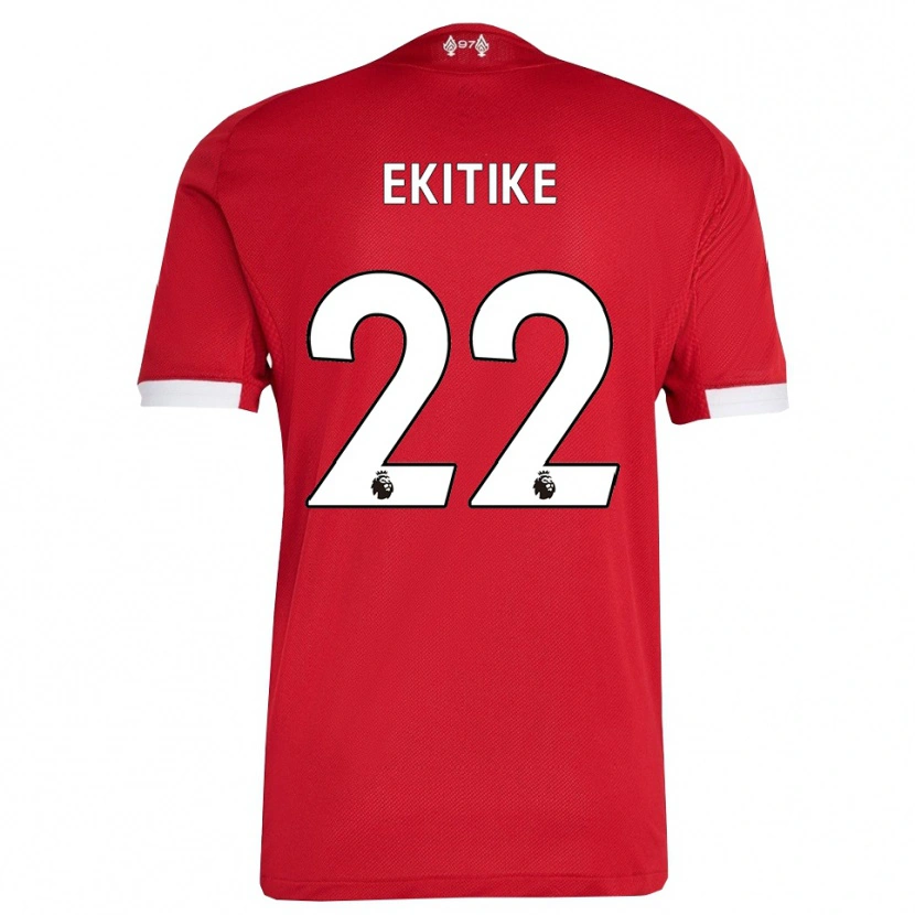 Danxen Hombre Camiseta Hugo Ekitiké #22 Rojo Blanco 1ª Equipación 2025/26 La Camisa México