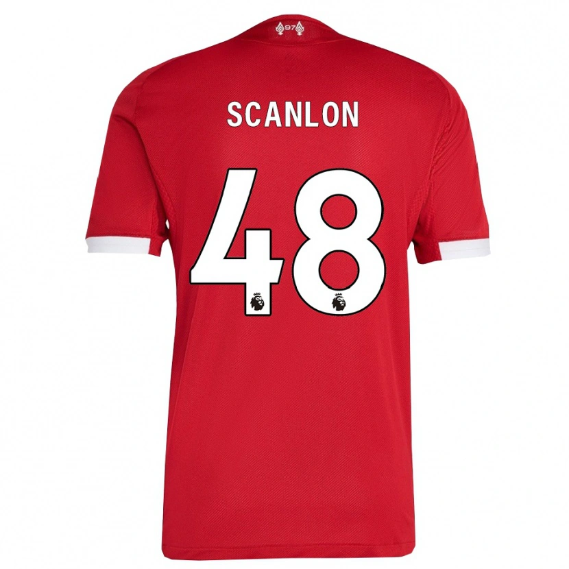 Danxen Hombre Camiseta Calum Scanlon #48 Rojo Blanco 1ª Equipación 2025/26 La Camisa México