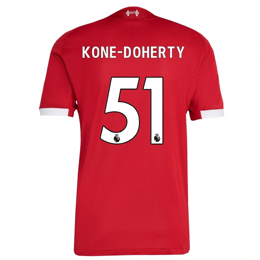 Danxen Hombre Camiseta Trent Kone-Doherty #51 Rojo Blanco 1ª Equipación 2025/26 La Camisa México
