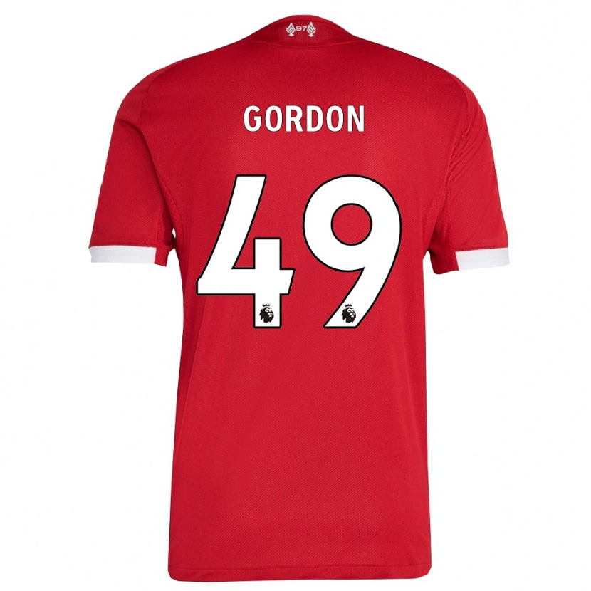 Danxen Hombre Camiseta Kaide Gordon #49 Rojo Blanco 1ª Equipación 2025/26 La Camisa México