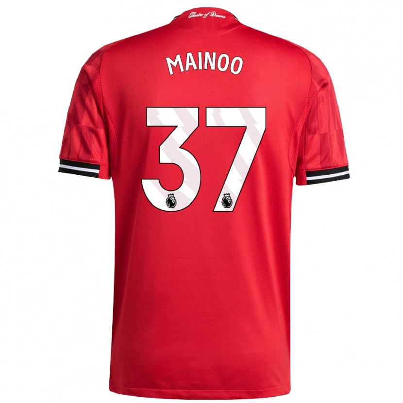 Danxen Hombre Camiseta Kobbie Mainoo #37 Rojo Negro Blanco 1ª Equipación 2025/26 La Camisa México