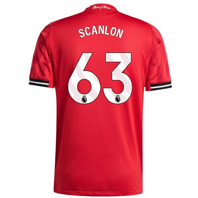Danxen Hombre Camiseta James Scanlon #63 Rojo Negro Blanco 1ª Equipación 2025/26 La Camisa México