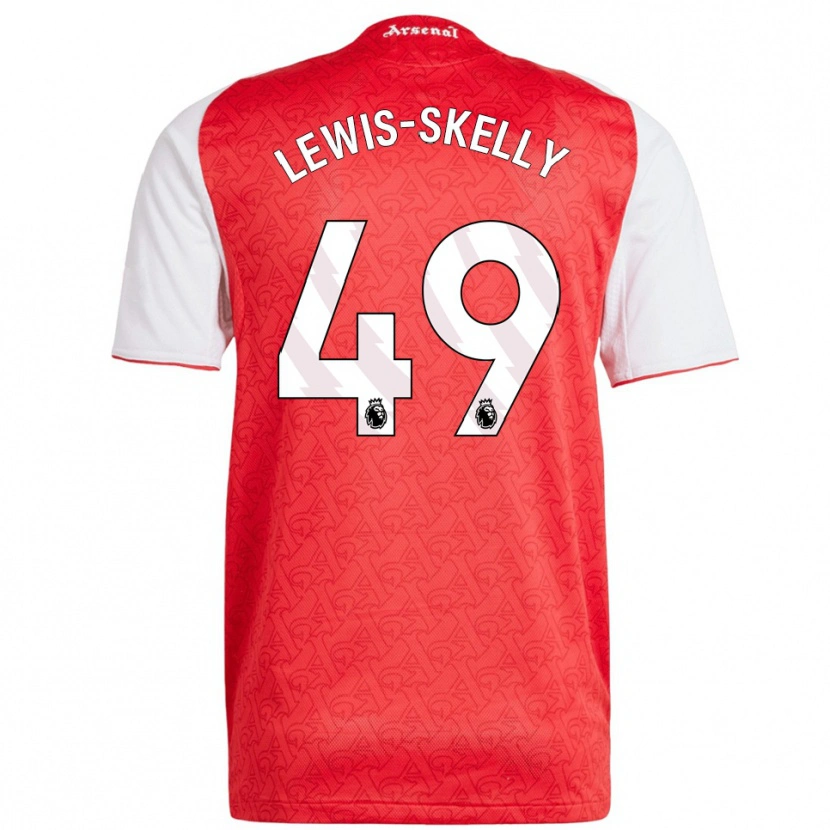 Danxen Hombre Camiseta Myles Lewis-Skelly #49 Rojo Blanco 1ª Equipación 2025/26 La Camisa México