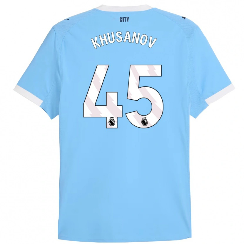 Danxen Hombre Camiseta Abdukodir Khusanov #45 Celeste Blanco 1ª Equipación 2025/26 La Camisa México